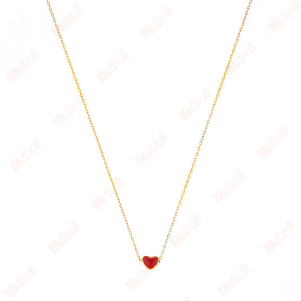 simple style gold necklace little red heart